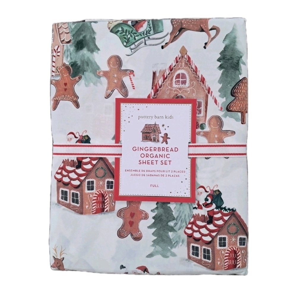 Pottery Barn Kids Gingerbread Organic Sheet Set Full NEW